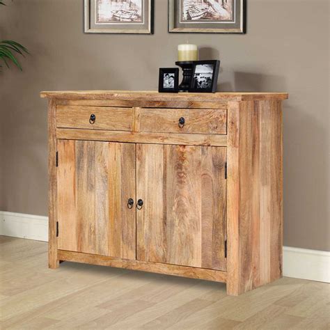 Waldo Rustic Mango Wood 2 Drawer Small Sideboard Cabinet