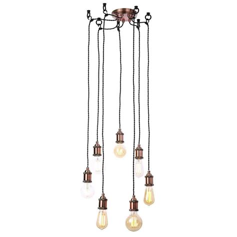 Inlight Padua Antique Copper 7 Light Cable Ceiling Fitting Acop Inl