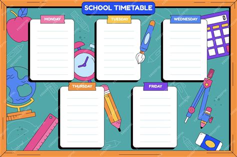 Free Vector Back To School Timetable Template