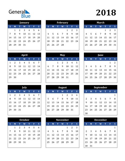 2018 Calendar Pdf Word Excel