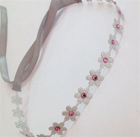 Flower Headbandwrap With Pink Swarovski Crystals Baby Girls Etsy