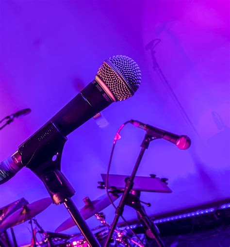 Microphones Set On The Stage For A Band At A Corporate Fundraising Gala