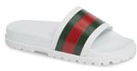 Gucci Rubber Web Detail Slides In White White For Men Save 20 Lyst