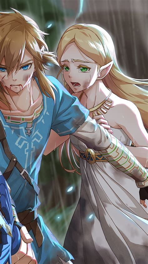 Link Princess Zelda Crying Tears The Legend Of Zelda Breath Of The