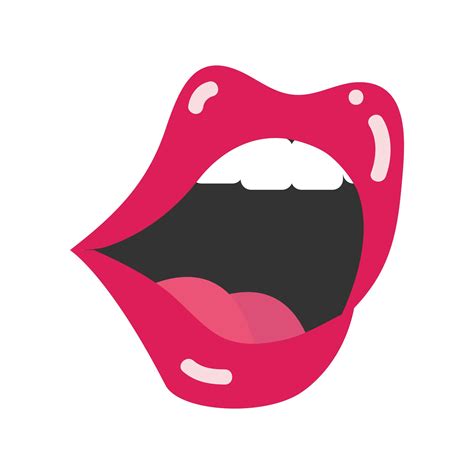 Pop Art Mouth And Lips Red Sexy Female Open Mouth Flat Icon Design