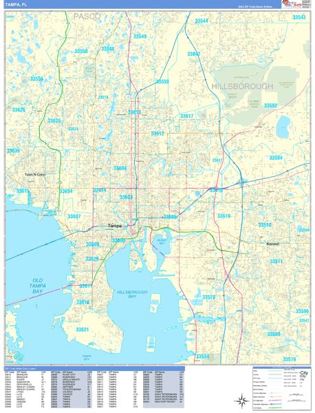 Tampa Florida 5 Digit Zip Code Maps Basic