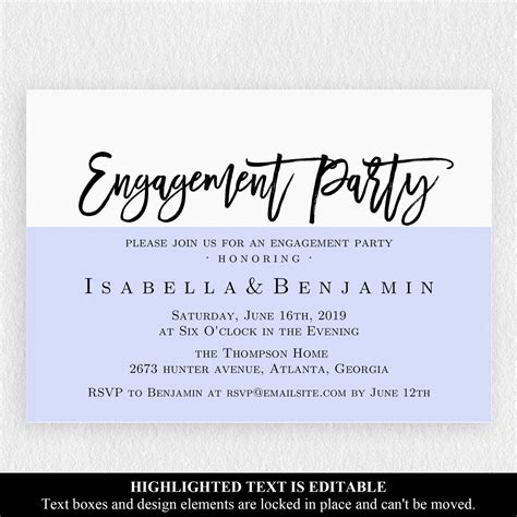 Printable Engagement Party Invitation Template Engagement Etsy