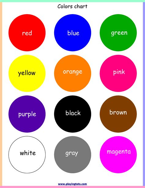 Free Printable Colors Chart Free Printable For Learning Basics