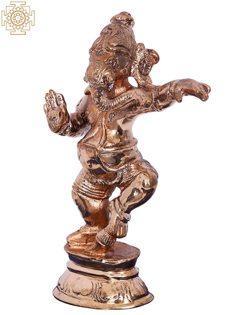 4 Small Dancing Ganesha Panchaloha Bronze Statue From Swamimalai