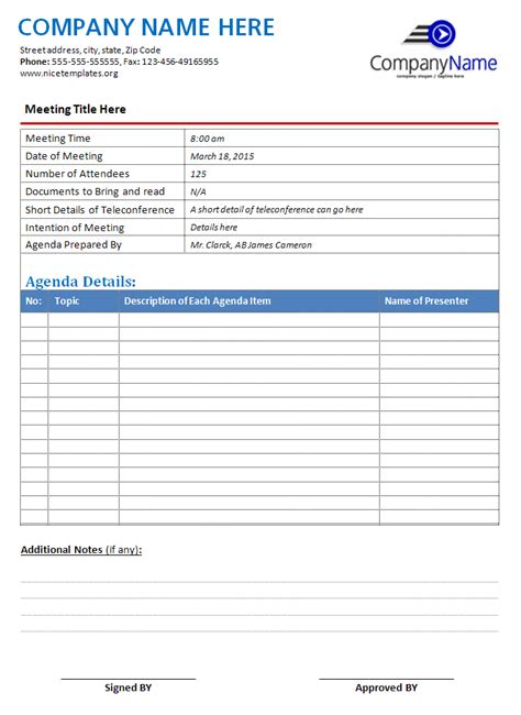 Ms Word Sample Meeting Agenda Template Office Templates Online