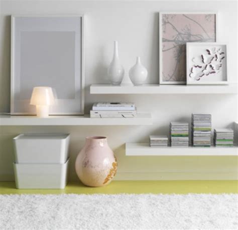 With our storage solutions you can combine different elements — shelves, drawers. Floating white shelves from ikea, use under wall mounted ...