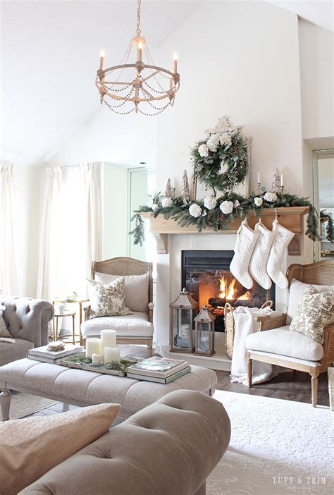 White And Gold Classic Christmas Living Room Tuft And Trim