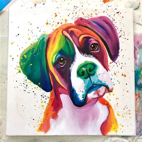 Boxer Painting Pet Portrait Painting Art Painting Dog Canvas