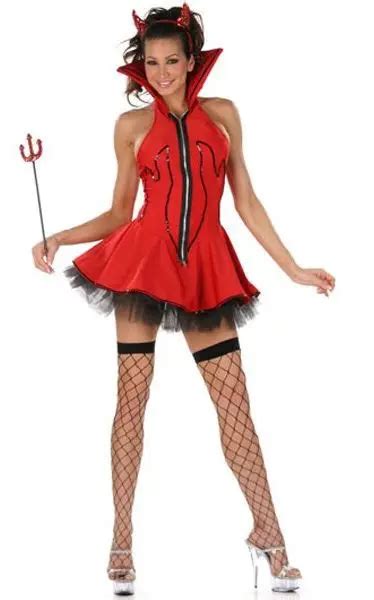 New Hot Female Red Witch Devil Costume Adult Women Halloween Cosplay Demon Party Fantasia Dress