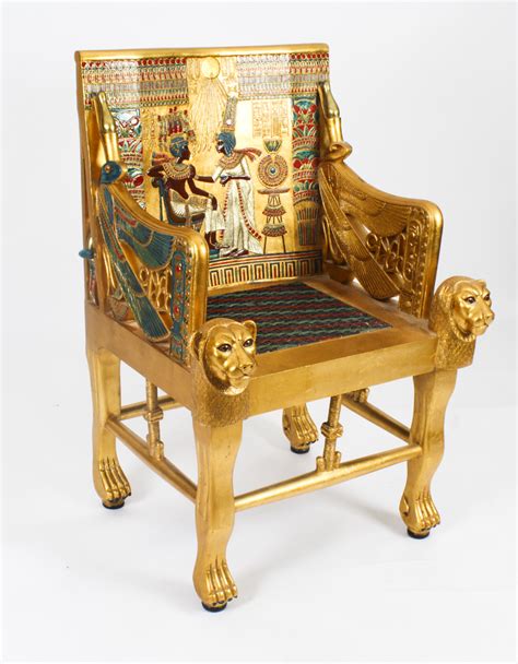 Vintage Life Size Giltwood Copy Of Tutankhamuns Golden Throne Mid 20th