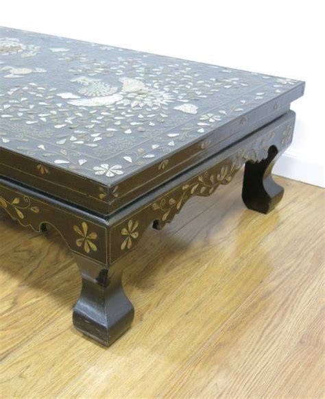 Korean Mother Of Pearl And Brass Inlaid Low Table