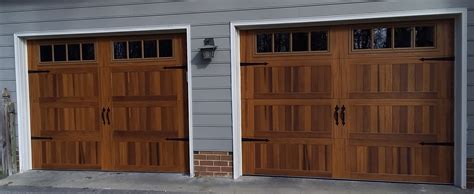 Two 9x7 Model 5916 Stamped Cedar Overlay Carriage Style Garage Doors