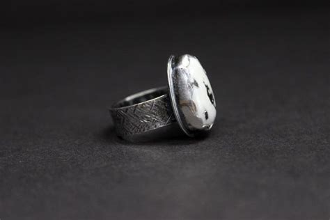 SIZE 5 White Buffalo Teardrop Turquoise Sterling Silver Ring Etsy