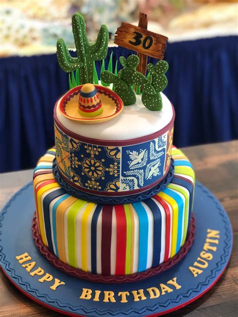 Mexican Inspired Fiesta Cake With Colorful Colors Mexican Themed Cakes