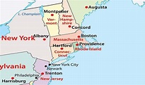 Mapa de Connecticut - EUA Destinos