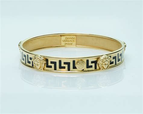 Gianni Versace Medusa 18k Gold Enamel Bangle Bracelet Bangles