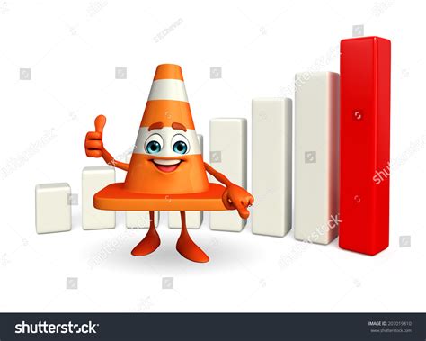 Cartoon Character Construction Cone Business Graph Stock Illustration
