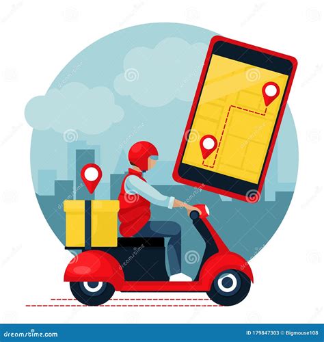 Cartoon Color Character Person And Food Delivery App Concept Vector