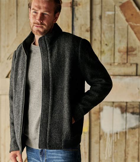 Charcoal Mens Boiled Wool Jacket Woolovers Uk