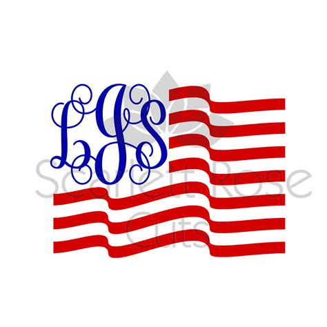 Fourth Of July Svg Cut File American Flag Monogram Frame Scarlett