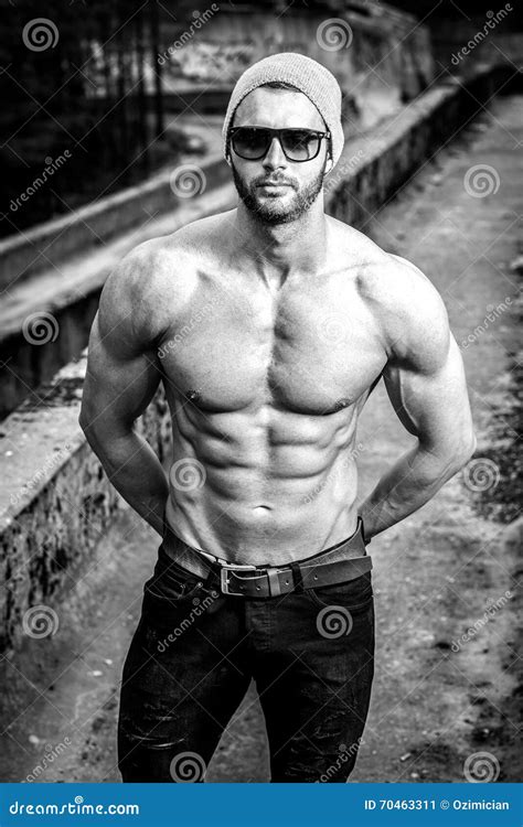 Shirtless Man Posing Outdoor Stock Image Image Of Person Handsome