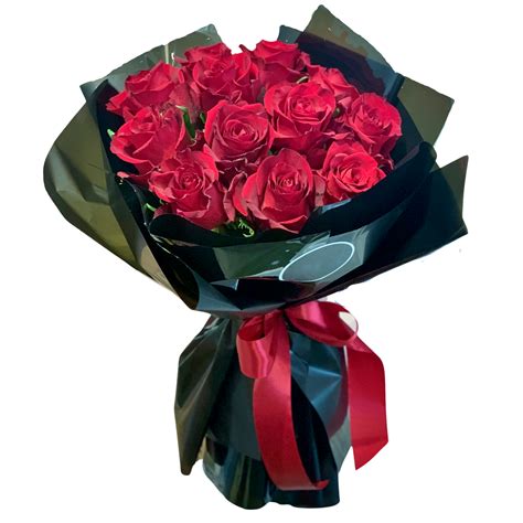 Stunning Classic Premium Long Stem 12 Red Roses Bouquet Blooming Art