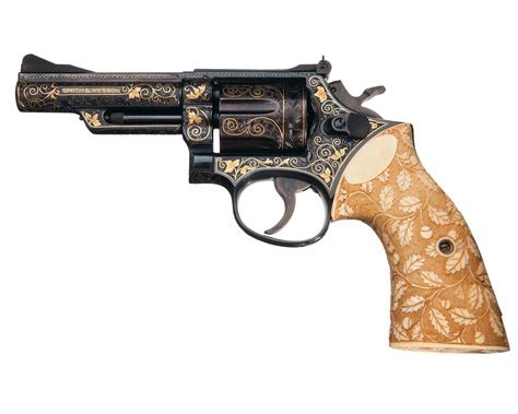 Stunning Engraved And Gold Inlaid Smith And Wesson Model 19 2 Double