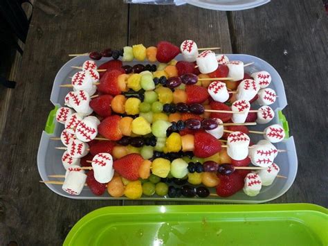 Baseball Fruit Kabobs Baseball Party Baseball Baby Shower Theme