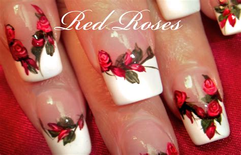 Nail Art By Robin Moses Diy Easy Red Rose Nails Romantic Roses Nail