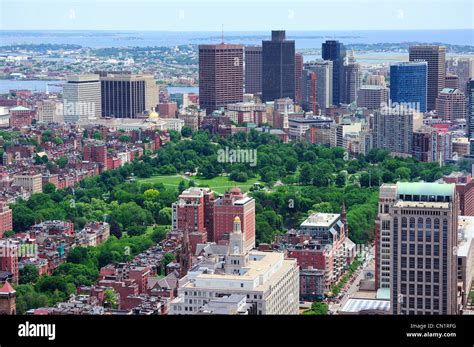 Boston Downtown Aerial View With Historical Architecture Street And