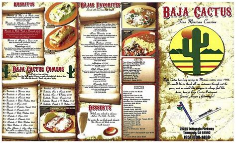 Check spelling or type a new query. Menu of Baja Cactus Mexican Food in Temecula, CA 92592