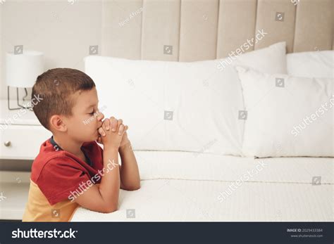 Cute Little Boy Hands Clasped Together Stock Photo 2029433384