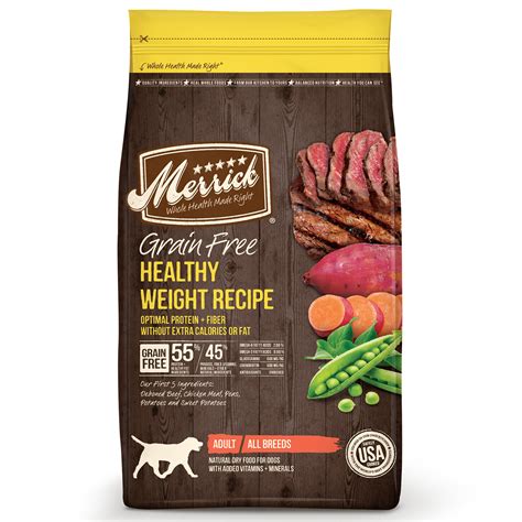 Made with no artificial flavors or preservatives. Merrick Grain-Free Healthy Weight Recipe Dry Dog Food, 25 ...