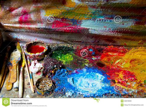 Artist Oil Paint Palette Stock Photos Image 32610633