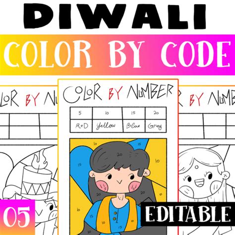 Diwali Editable Color By Code Worksheets Activity Diwali Color By