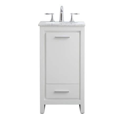 Vessel 18 white solid wood cabinet & tempered glass counter top and single round. Elegent 18 Inch Bathroom vanity PHILIPO color Matt White