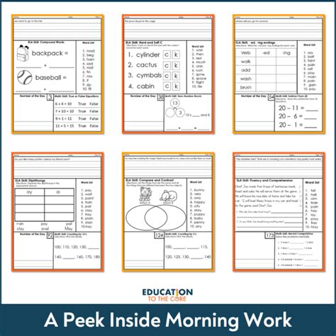 Second Grade Morning Work Education To The Core