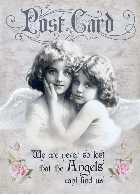 Two Angels Hugging Each Other With The Words Postcard On Its Front Cover