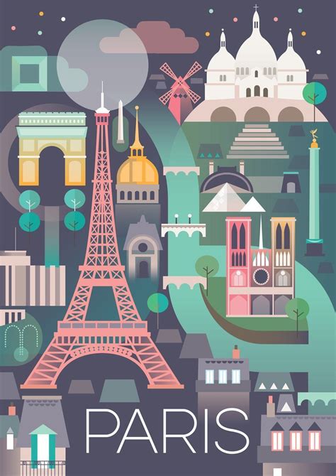 Paris Poster Traveleuropeillustration Carteles De Viajes Vintage