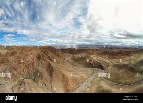 Dry Mountain Valley Western Mongolia Aerial Panorama Stock Photo Alamy
