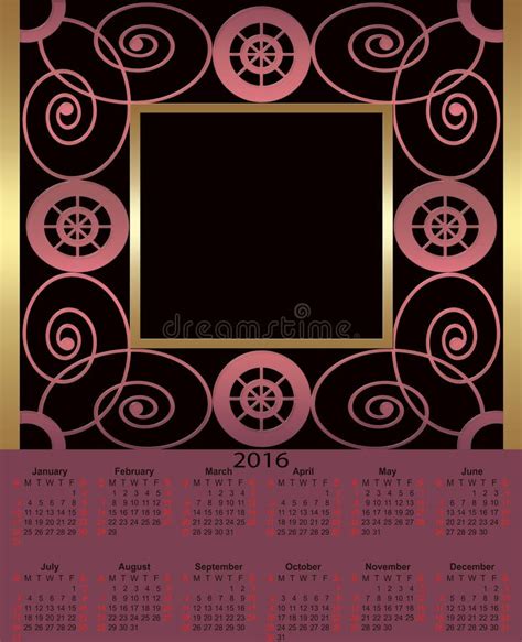 Illustration Calendar For 2016 In Retro Design Stock Illustration