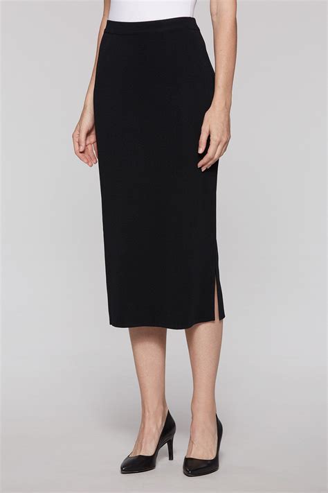 Plus Size Straight Knit Midi Skirt Black Long Straight Skirt Skirts