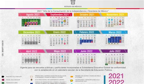 Calendario Sep 2021 2022 Edoméx Disponible En Pdf Para Descargar