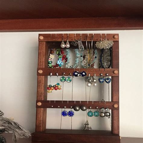 Wood Cherry Earring And Necklace Wall Organizer Earring Etsy Etsy