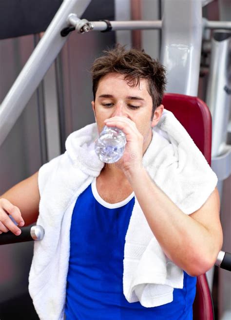 Athletic Man Drinking Water During Exercise Stock Photo Image Of
